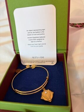 Alex and Ani Gold Feather Charm Bracelet- My Path is Blessed
